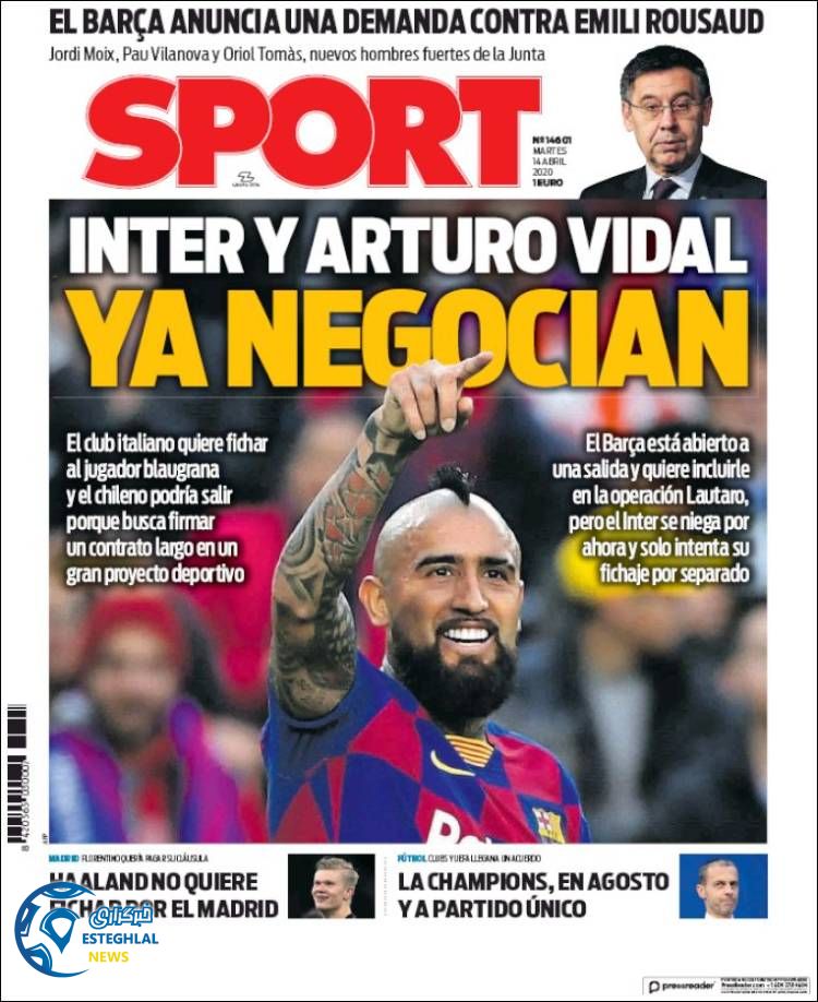 روزنامه ورزشی اسپورت سه شنبه 26 فروردین 1399