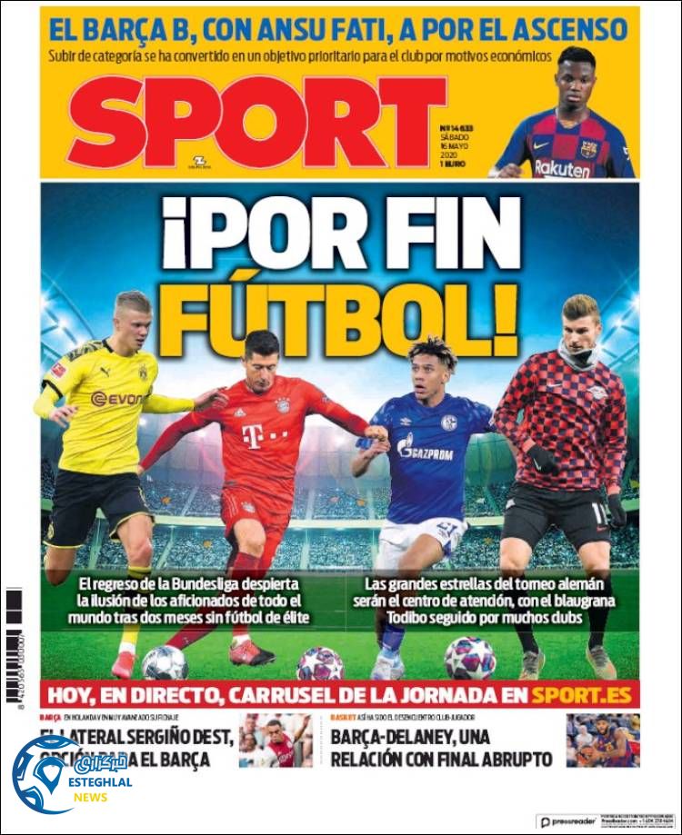 روزنامه ورزشی اسپورت شنبه 27 اردیبهشت 1399