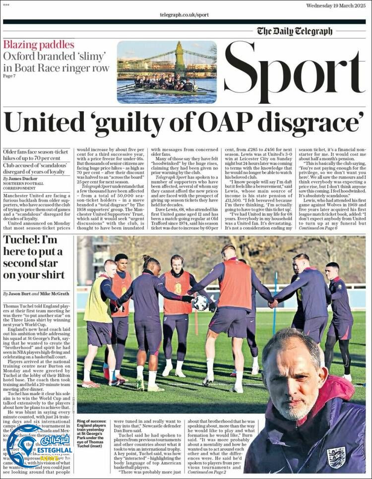 روزنامه  ورزشی تلگراف اسپورت چهارشنبه 29 اسفند 1403 