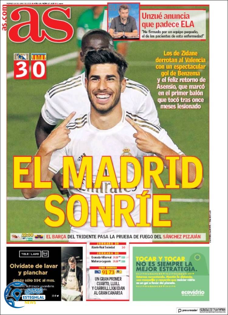 روزنامه ورزشی آاس جمعه 30 خرداد 1399