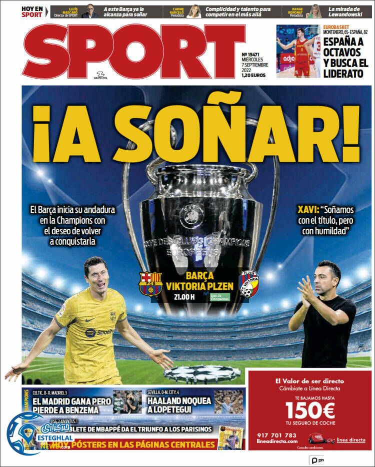 روزنامه ورزشی اسپورت چهارشنبه 16 شهریور 1401