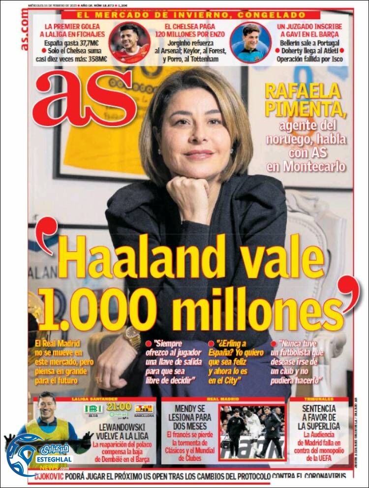 روزنامه ورزشی آ اس چهارشنبه 12 بهمن 1401 