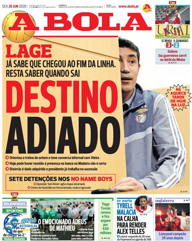 روزنامه ورزشی آبولا جمعه 6 تیر 1399