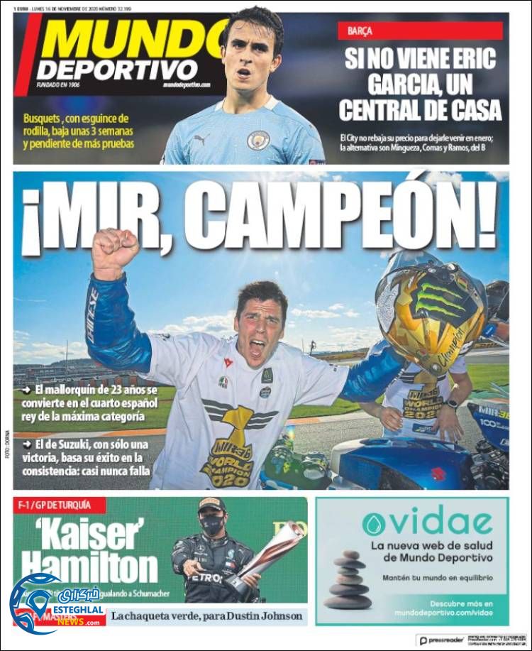 روزنامه ورزشی موندو دپورتیوو دوشنبه 26 آبان 1399