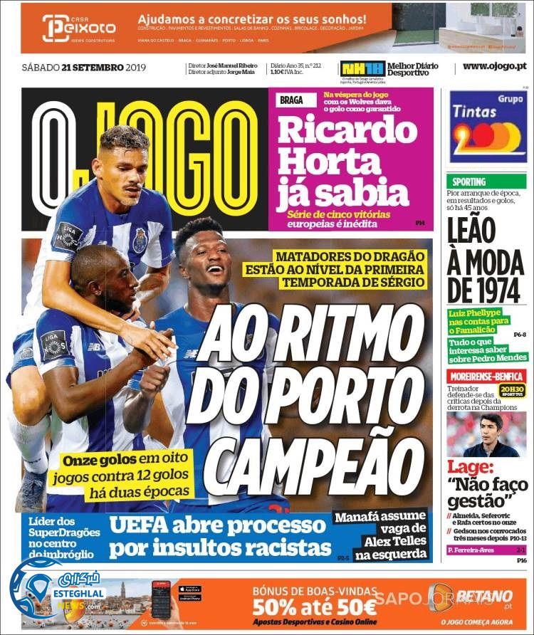 روزنامه ورزشی جوگو شنبه 30 شهریور 1398