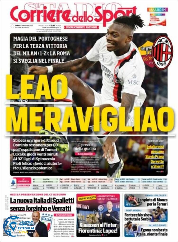 روزنامه ورزشی کوریره دلو اسپورت شنبه 11 شهریور 1402