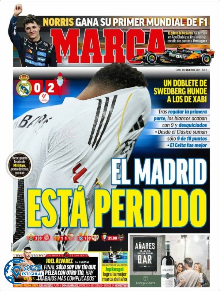 روزنامه  ورزشی مارکا  دوشنبه 17 آذر 1404  