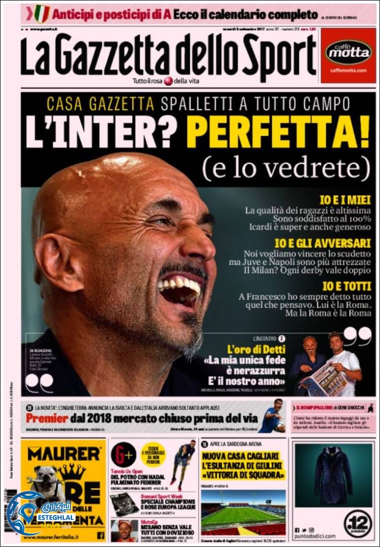 روزنامه گاتزتا دلو اسپورت 17 شهریور 1396