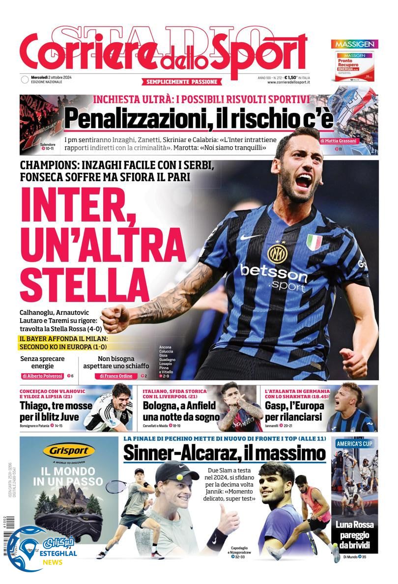 روزنامه ورزشی کوریره دلو اسپورت چهارشنبه 11 مهر 1403 