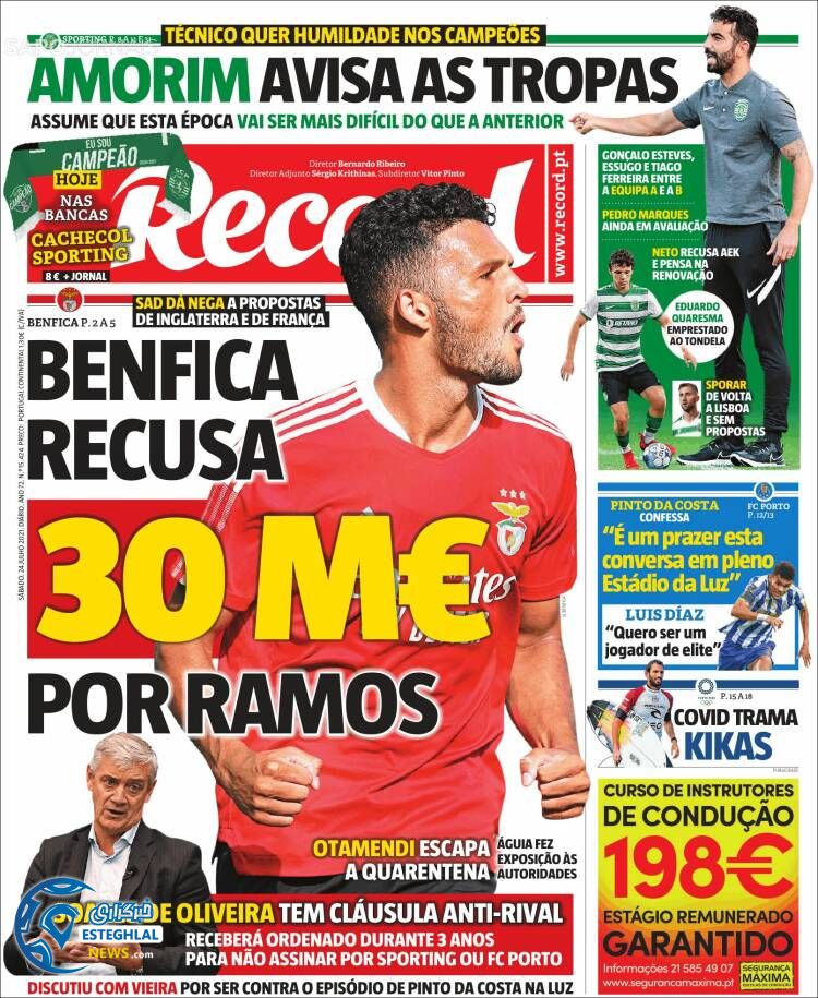 روزنامه ورزشی رکورد شنبه 2 مرداد 1400