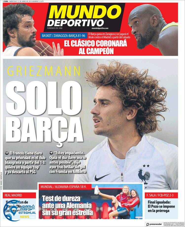 روزنامه ورزشی موندو دپورتیوو چهارشنبه 22 خرداد 1398