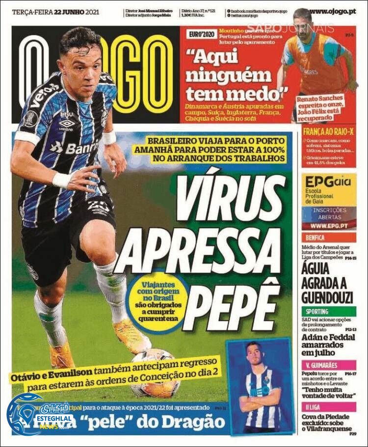 روزنامه ورزشی اوجوگو سه شنبه 1 تیر 1400