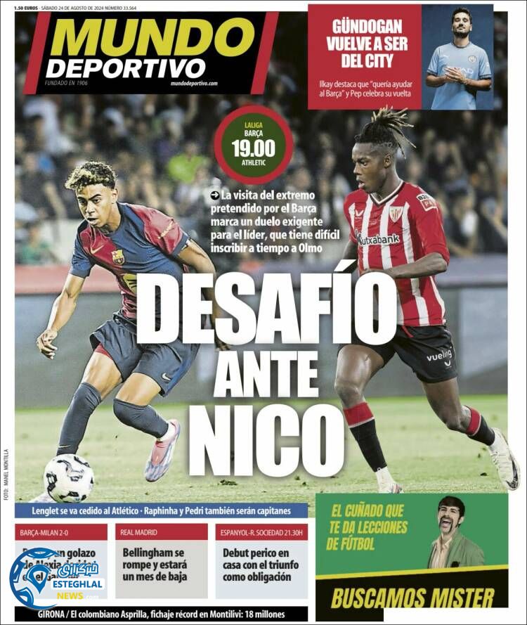 روزنامه  ورزشی موندو دپورتیوو شنبه 3 شهریور 1403 