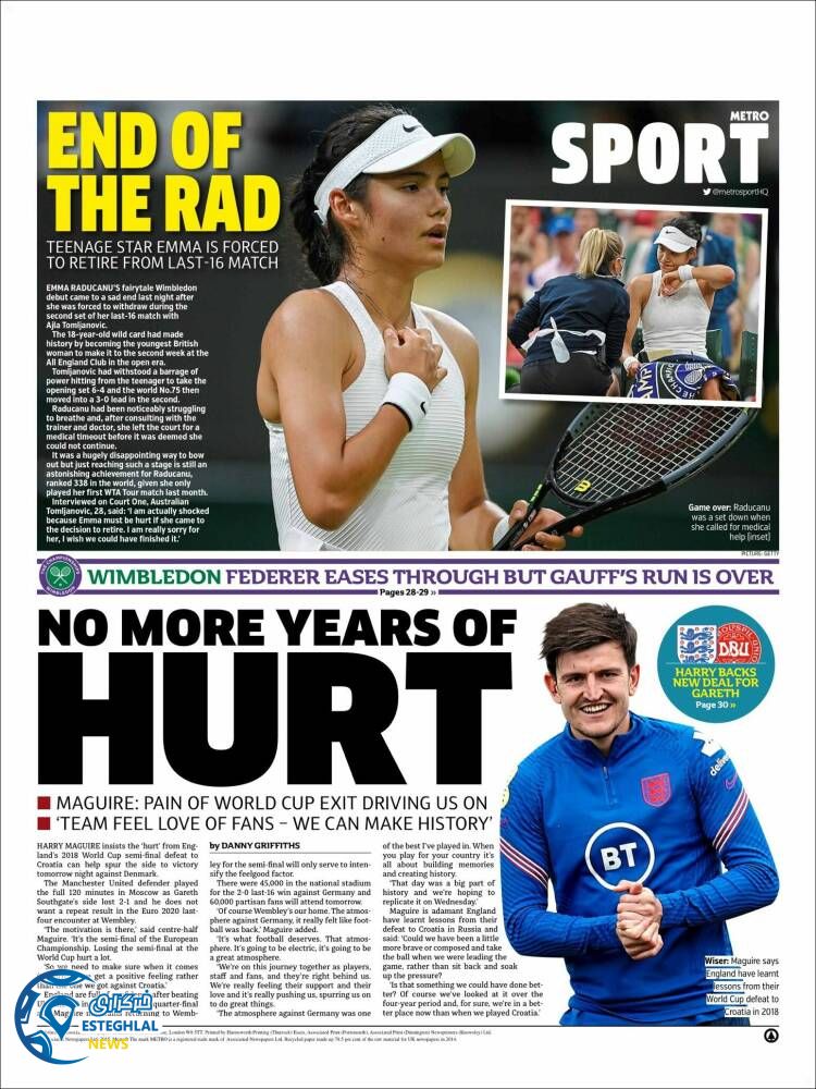 روزنامه ورزشی مترو اسپورت سه شنبه 15 تیر 1400