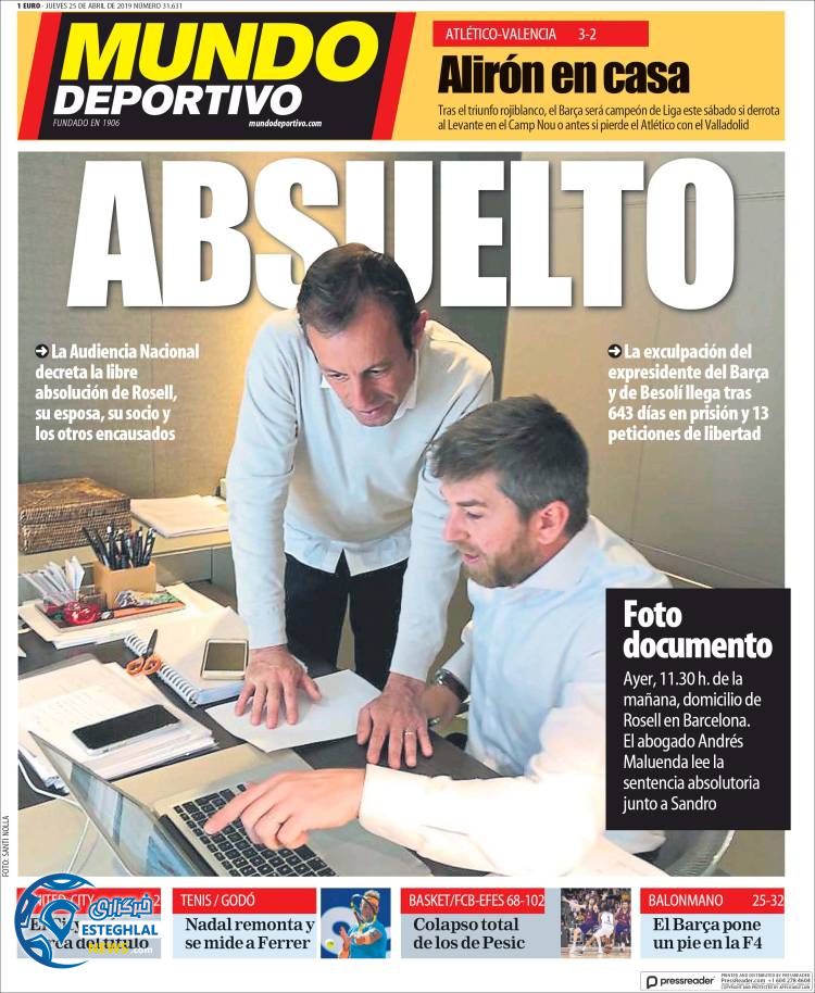 روزنامه ورزشی موندو دپورتیوو پنجشنبه 5 اردیبهشت 1398