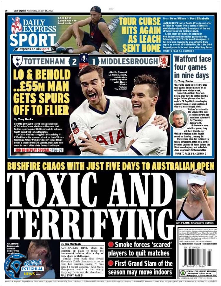 روزنامه ورزشی اکسپرس اسپورت چهارشنبه 25 دی 1398