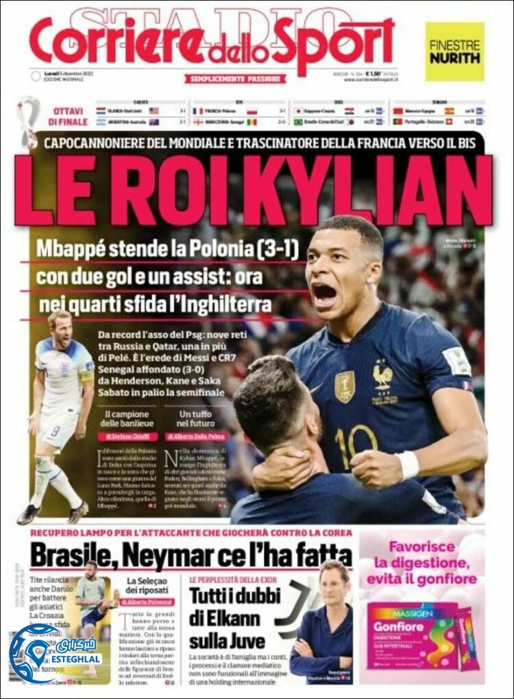 روزنامه ورزشی کوریره دلو اسپورت دوشنبه 14 آذر 1401