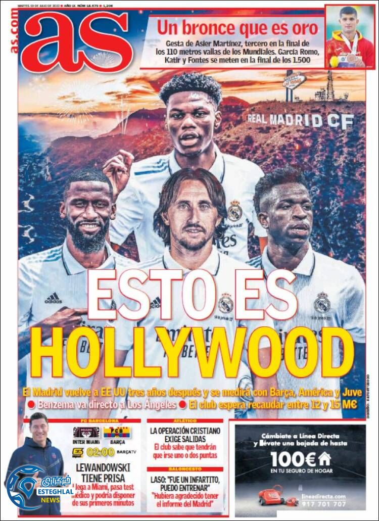 روزنامه ورزشی آ اس سه شنبه 28 تیر 1401