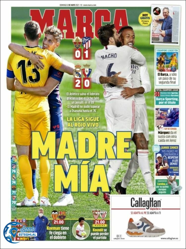 روزنامه ورزشی مارکا یکشنبه 12 اردیبهشت 1400