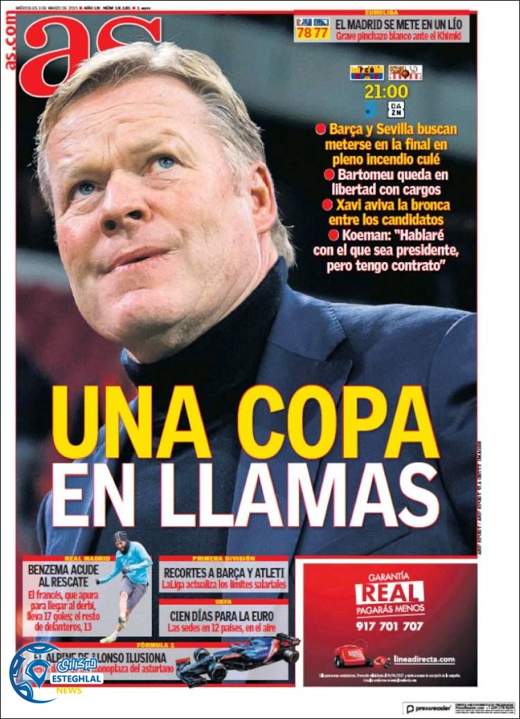 روزنامه ورزشی آاس چهارشنبه 13 اسفند 1399