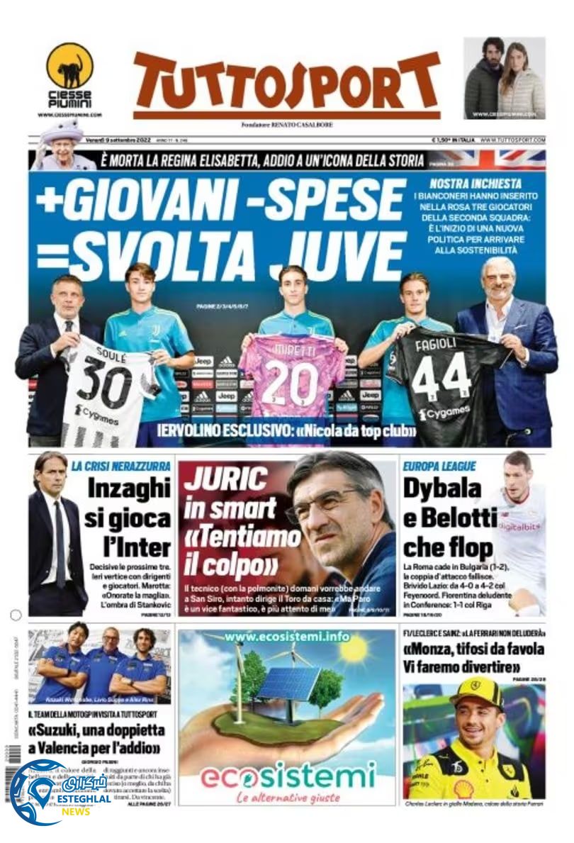 روزنامه  ورزشی توتو اسپورت جمعه 18 شهریور 1401 