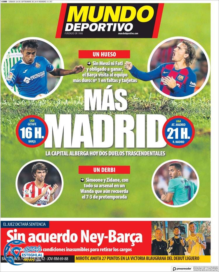 روزنامه ورزشی موندو دپورتیوو شنبه 6 مهر 1398