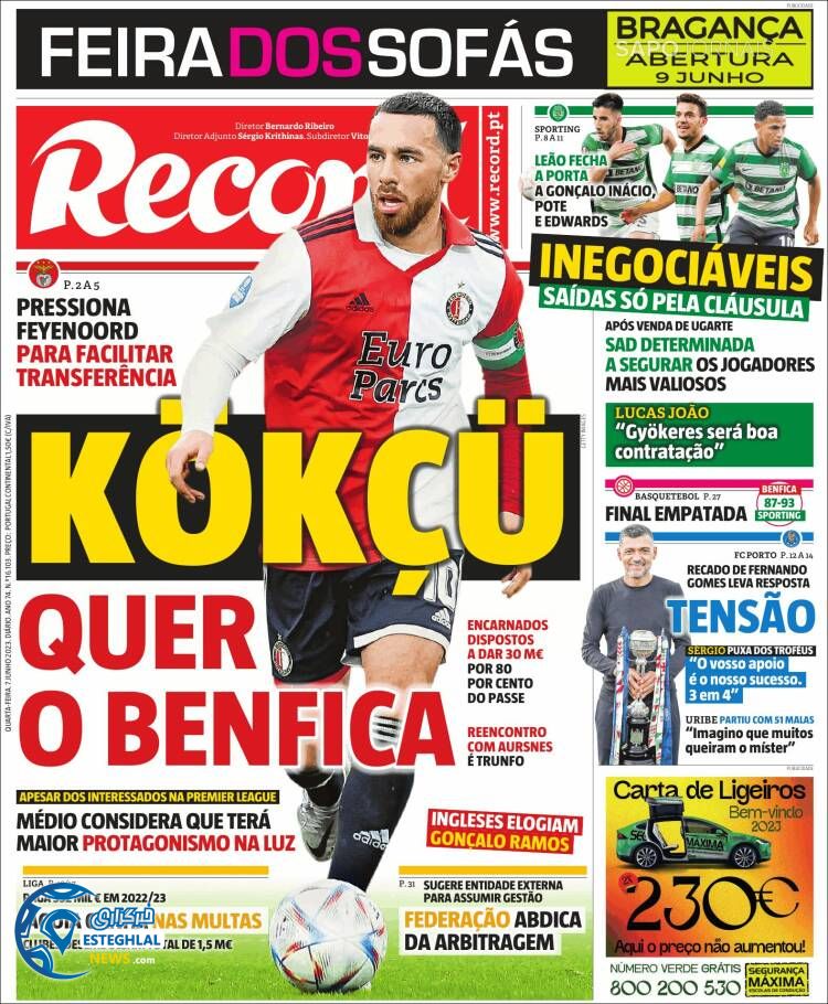 روزنامه ورزشی رکورد چهارشنبه 17 خرداد 1402 