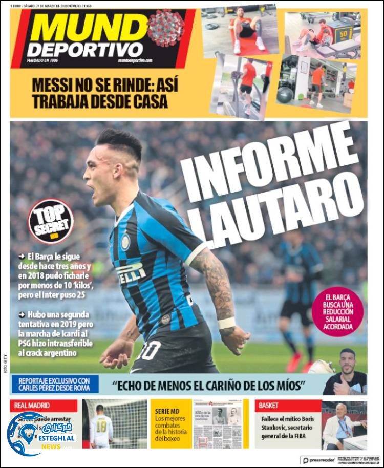 روزنامه ورزشی موندو دپورتیوو شنبه 2 فروردین 1399