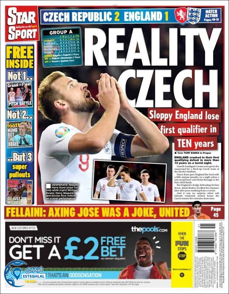 روزنامه ورزشی استار اسپورت شنبه 20 مهر 1398