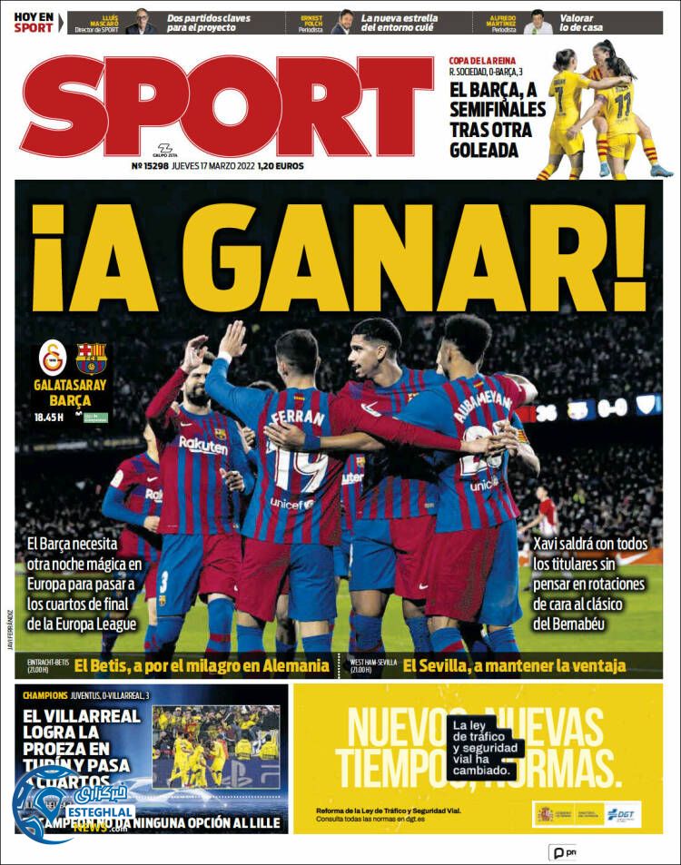 روزنامه ورزشی اسپورت پنجشنبه 26 اسفند 1400