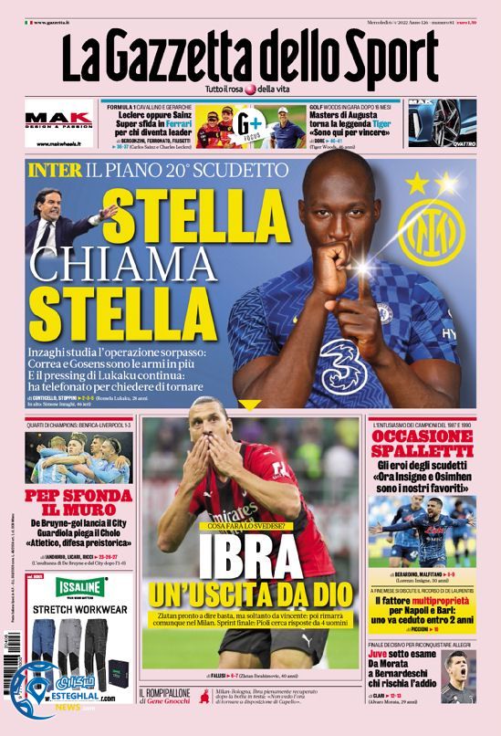 روزنامه ورزشی گاتزتا دلو اسپورت چهارشنبه 17 فروردین 1401