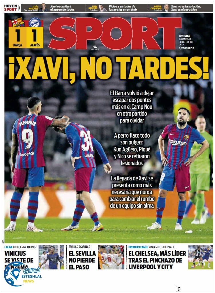 روزنامه ورزشی اسپورت یکشنبه 9 آبان 1400