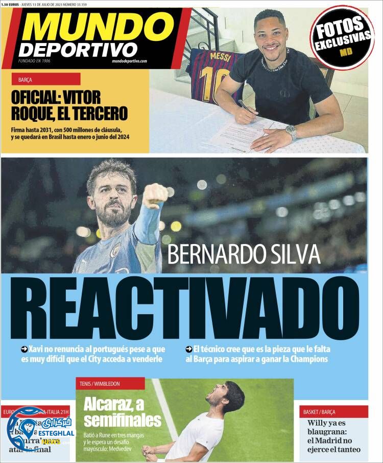 روزنامه ورزشی موندو ذپورتیوو پنجشنبه 22 تیر 1402 