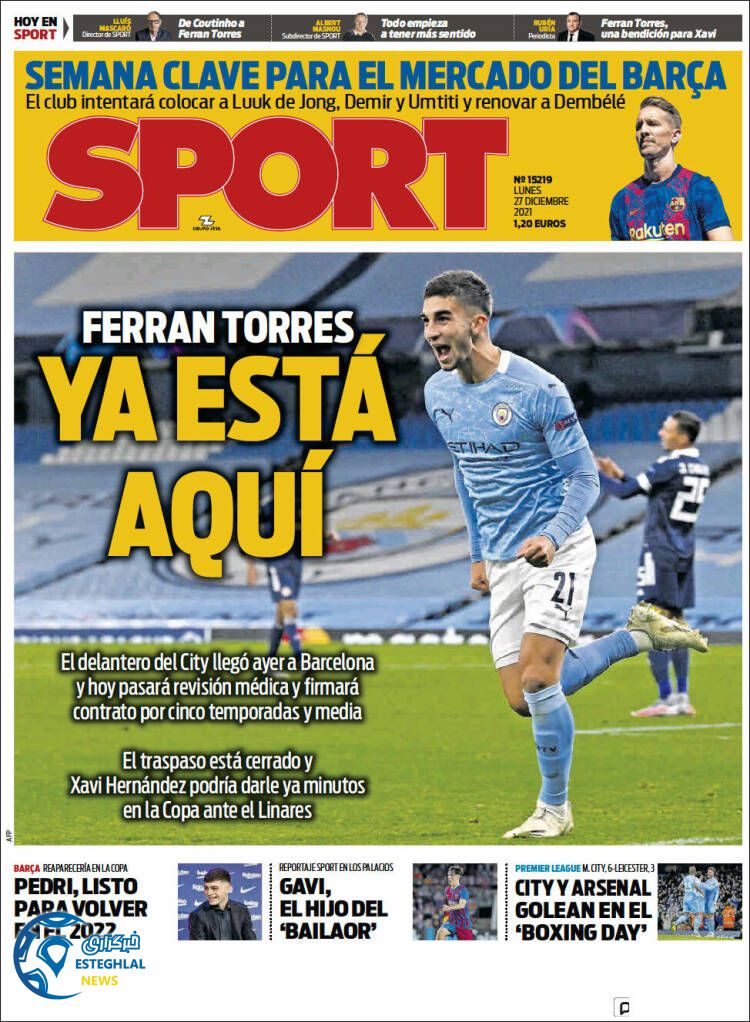 روزنامه ورزشی اسپورت دوشنبه 6 دی 1400