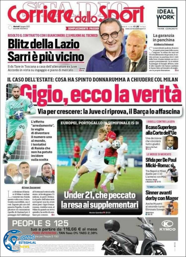 روزنامه ورزشی کوریره دلو اسپورت سه شنبه 11 خرداد 1400