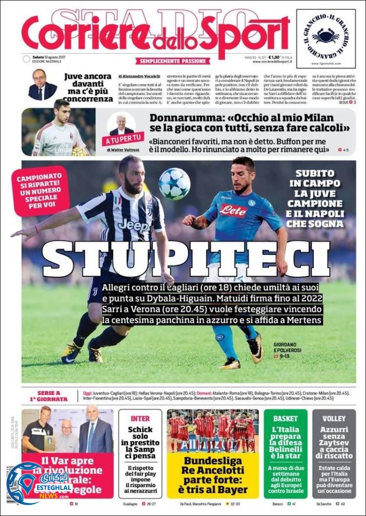 روزنامه کوریرهد دلو اسپورت 28 مرداد 1396 