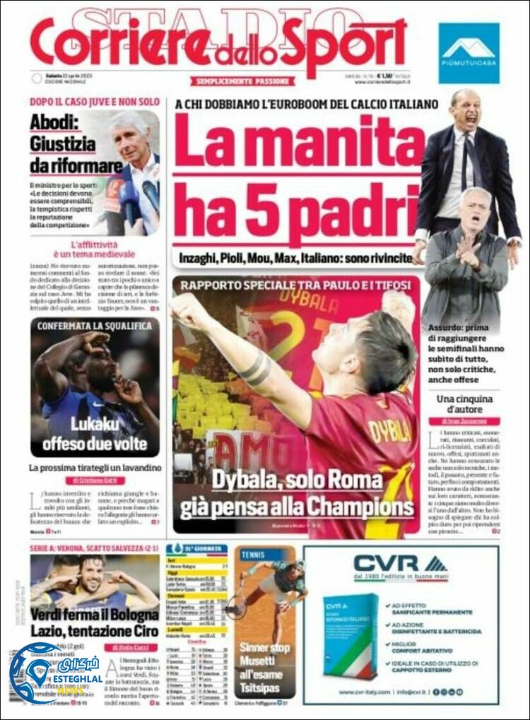 روزنامه ورزشی کوریره دلو اسپورت شنبه 2 اردیبهشت 1402 