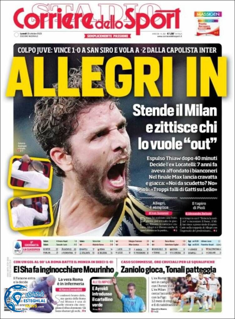 روزنامه ورزشی کوریره دلو اسپورت دوشنبه 1 آبان 1402 