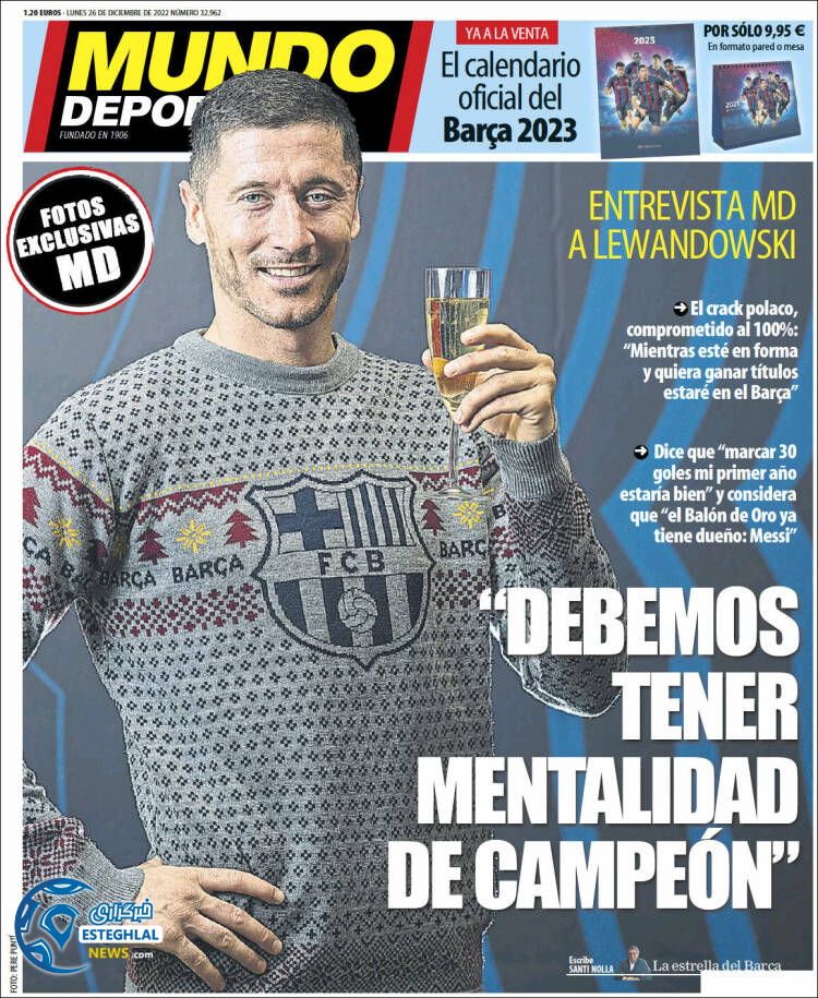 روزنامه ورزشی موندو دپورتیوو دوشنبه 5 دی 1401 