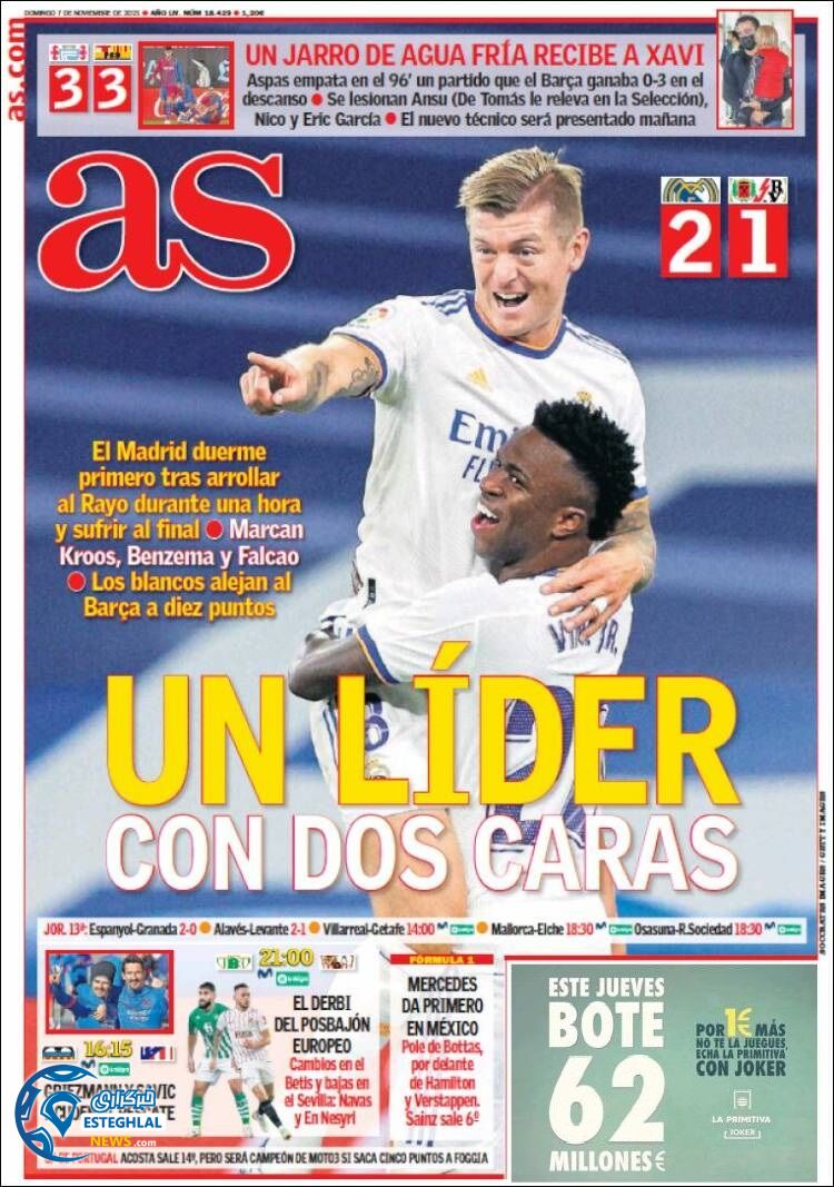 روزنامه ورزشی آ اس یکشنبه 16 آبان 1400