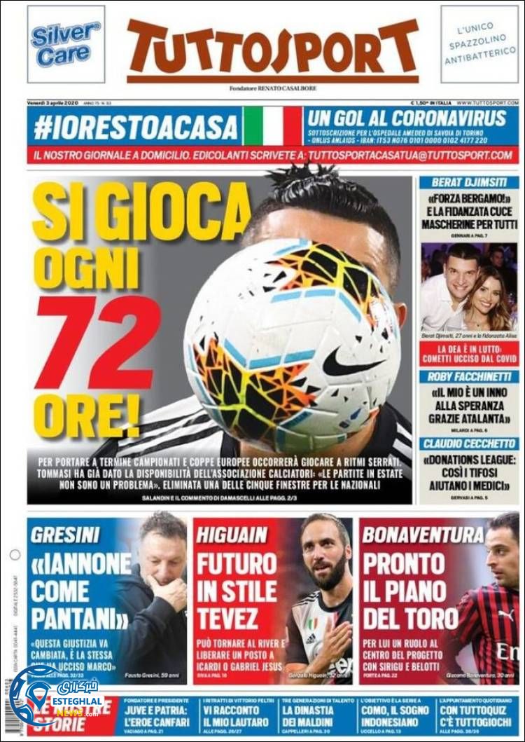 روزنامه ورزشی توتو اسپورت جمعه 15 فروردین 1399