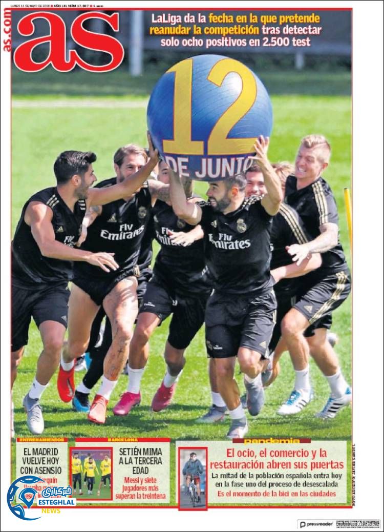 روزنامه ورزشی آاس دوشنبه 22 اردیبهشت 1399