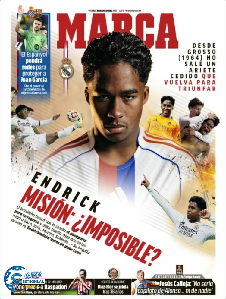 روزنامه  ورزشی مارکا  جمعه 5 دی 1404 