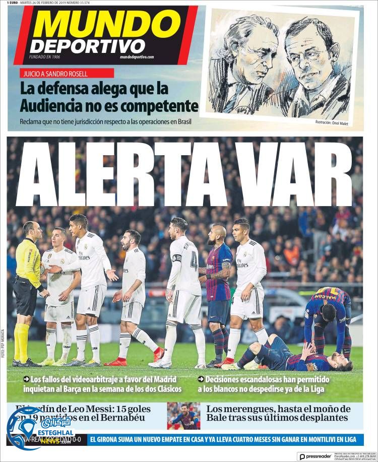 روزنامه ورزشی موندو دپورتیوو سه شنبه 7 اسفند 1397