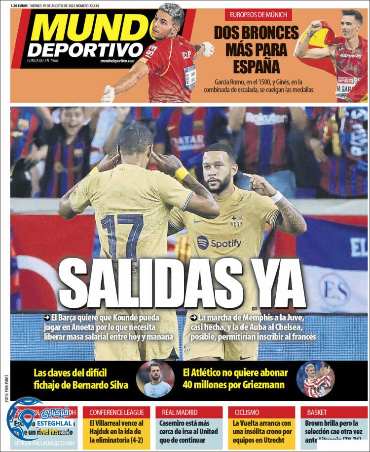 روزنامه ورزشی موندو دپورتیوو جمعه 28 مرداد 1401 