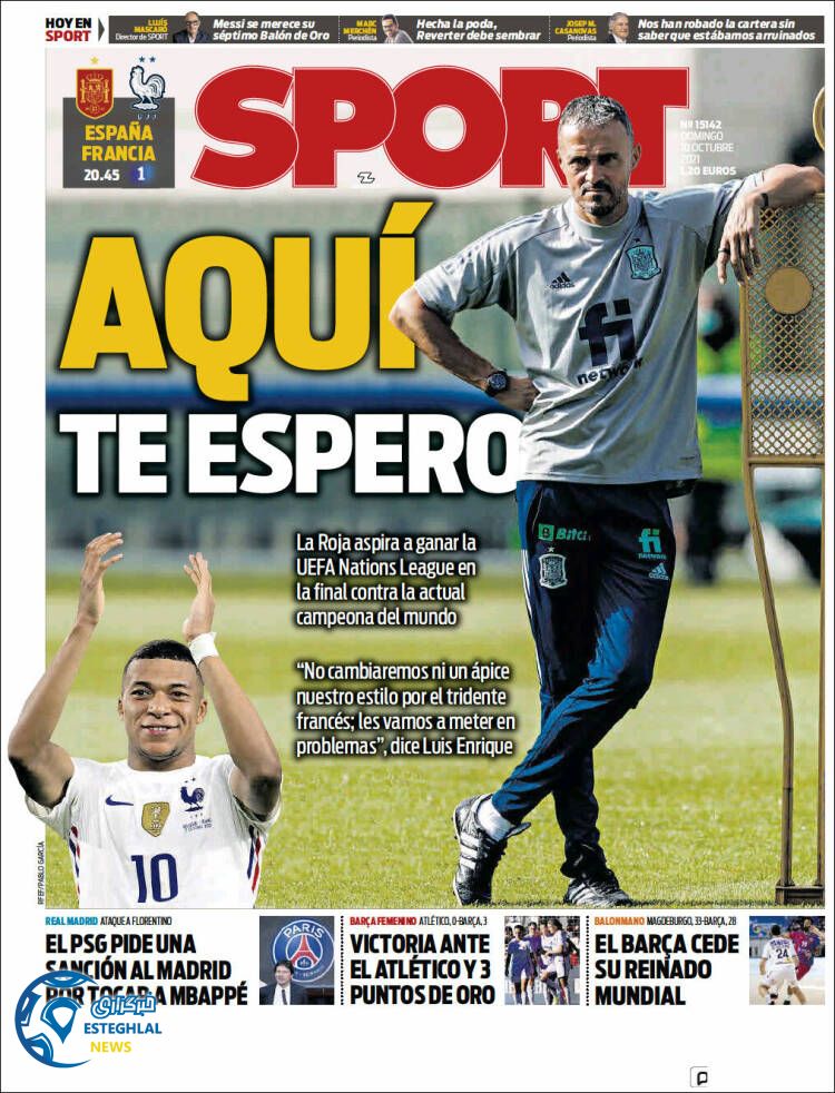 روزنامه ورزشی اسپورت یکشنبه 18 مهر 1400