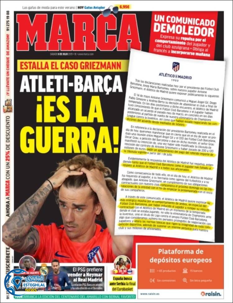 روزنامه ورزشی مارکا شنبه 15 تیر 1398 