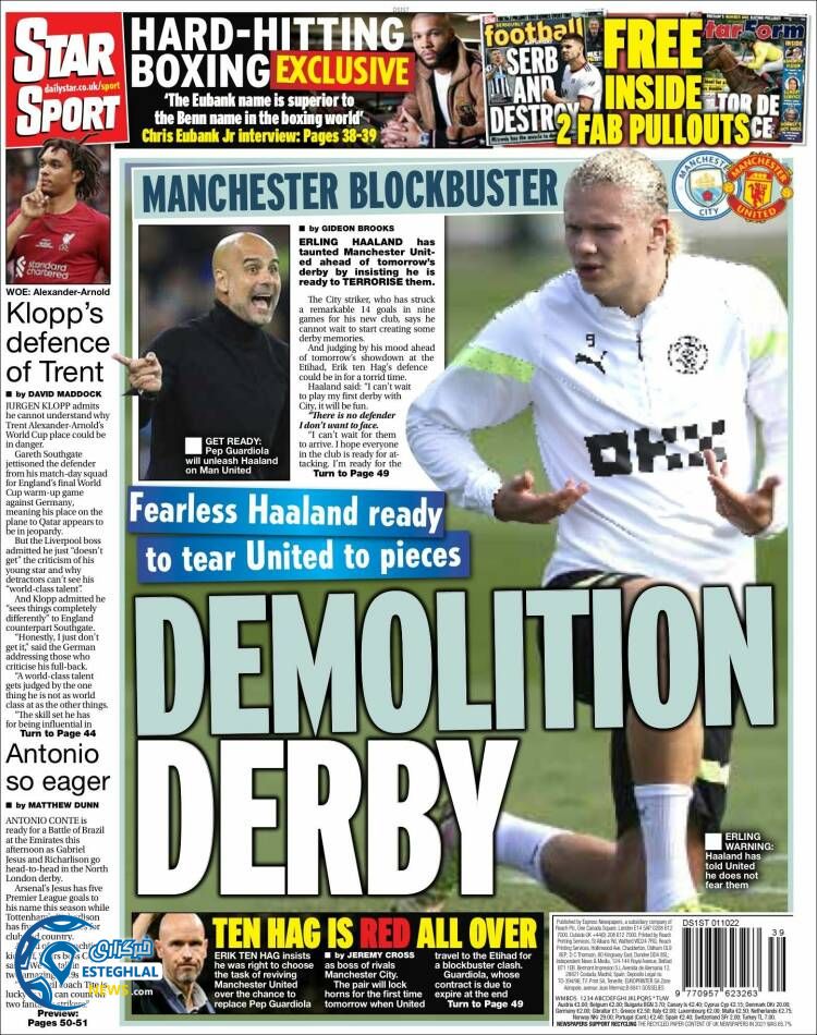 روزنامه ورزشی استار اسپورت شنبه 9 مهر 1401