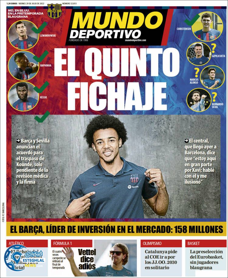 روزنامه ورزشی موندو دپورتیوو جمعه 7 مرداد 1401 