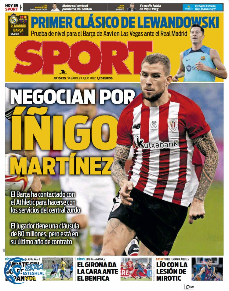 روزنامه  ورزشی اسپورت شنبه 1 مرداد 1401